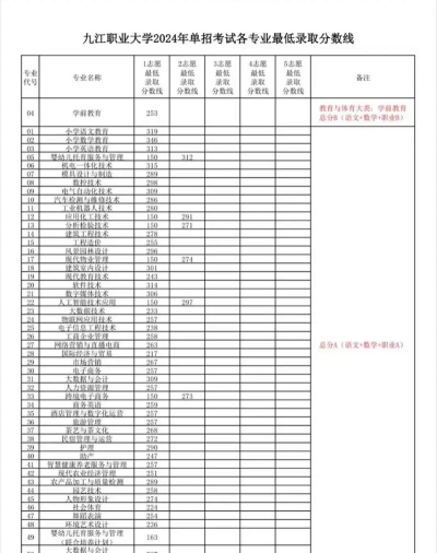 九江理工职业技术学校2024年录取分数线