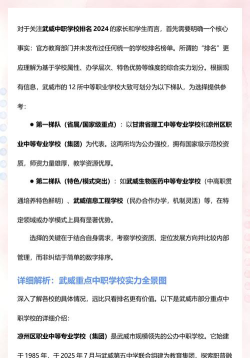 2024年武威公办中专学校有哪些
