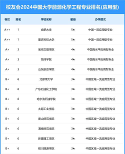 2024年中国大学能源化学专业排名有哪些