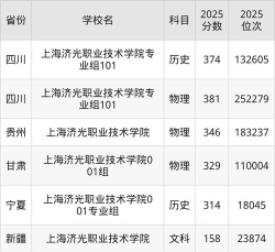上海济光职业技术学院2023年在上海各专业最低录取分数线