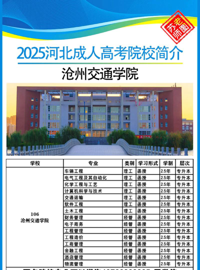 沧州交通学院有哪些专业